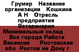 Грумер › Название организации ­ Кошкина А.Н › Отрасль предприятия ­ Ветеринария › Минимальный оклад ­ 1 - Все города Работа » Вакансии   . Ростовская обл.,Ростов-на-Дону г.